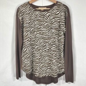 Michael Kors Zebra Print Blouse With Matching Front Pocket S